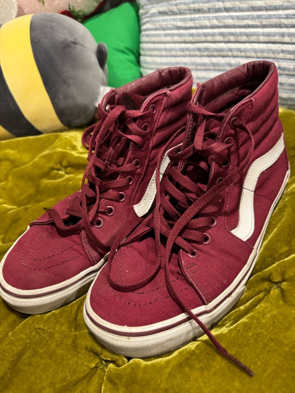 Vans Burgundy High-Top Sneakers with White Stripe